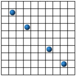 [four atoms along a diagonal]